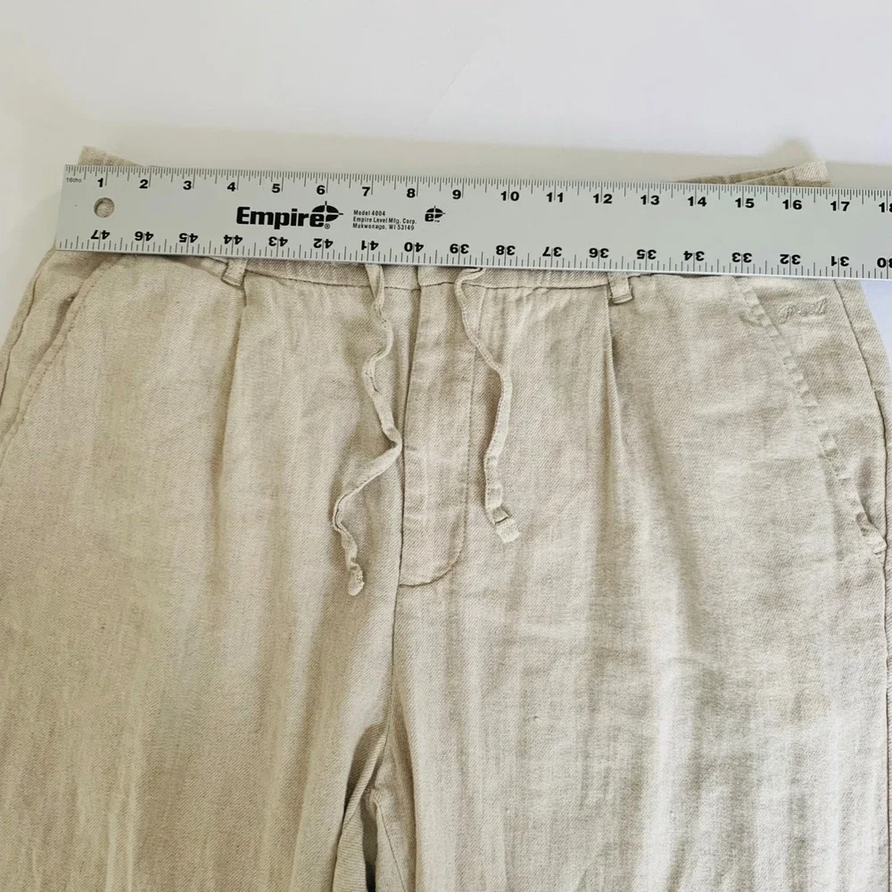 Porter & Ash Linen Blend Pants Men XL Beige Pleated Coastal Resort Quiet Luxury